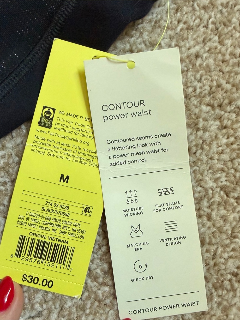 NEW All in Motion Contour Power High-Waisted Shimmer 7/8 Black Leggings Medium - Picture 7 of 9